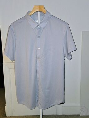 Men's Barbell Apparel Size Large -Light Blue Short-Sleeve Button-Up Shirt